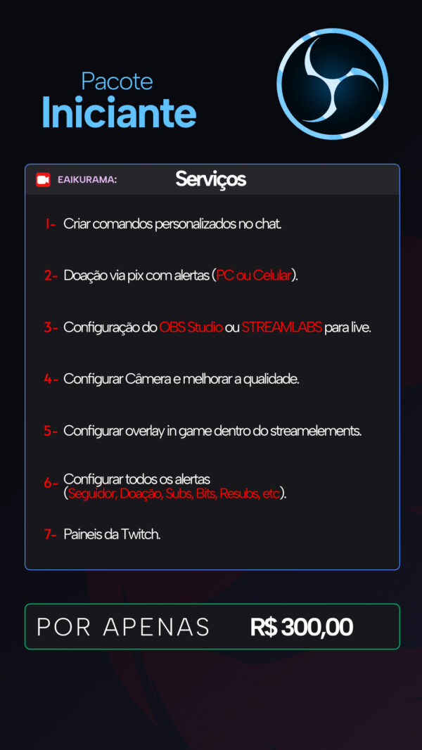 Pacote iniciante OBS